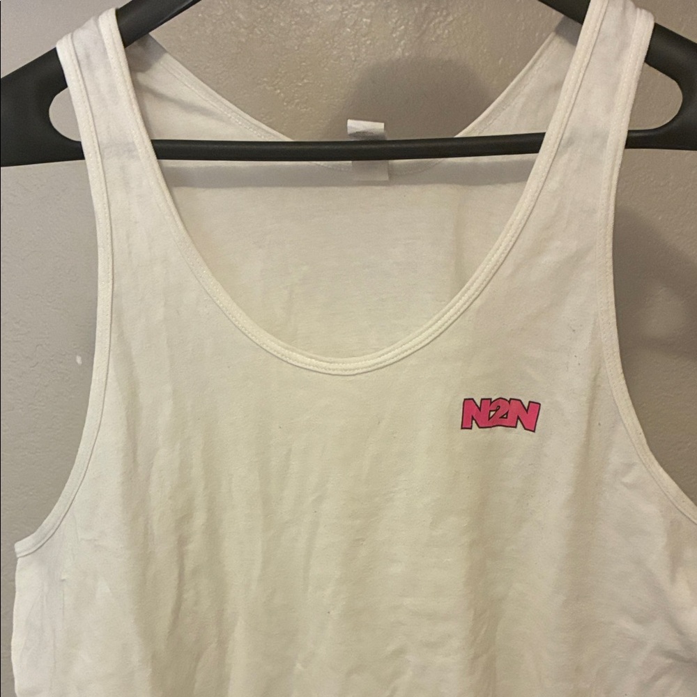 🔥5 for 20🔥 N2N Bodywear mens White Tank Top with Pink Logo L